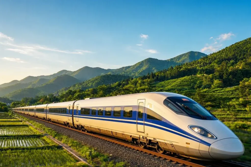 KTX trains waiting at Seoul Station platform for intercity travelers